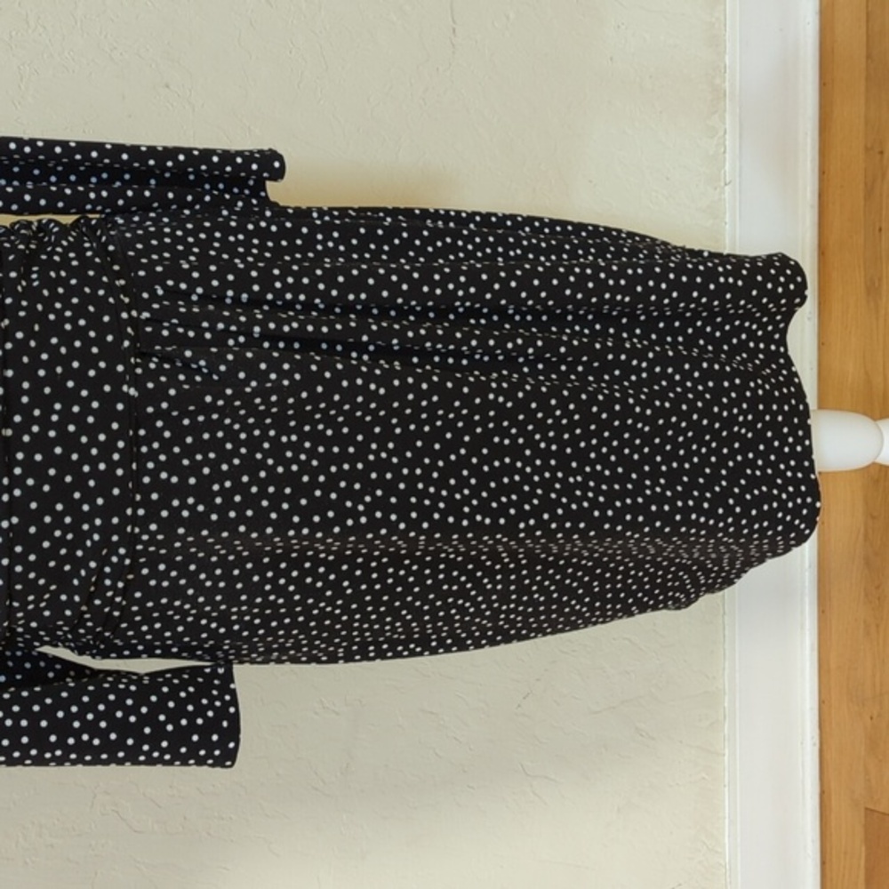 Ann Taylor Black and White Cinched Waist 3/4 Sleeve Sheath Dress Size 12 - Picture 5 of 11